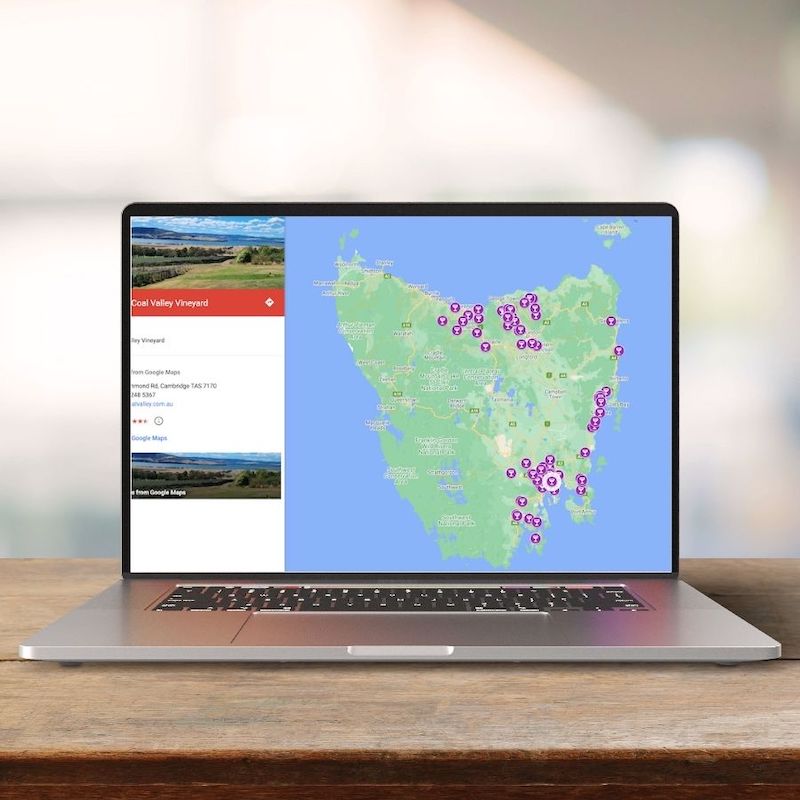 Tasmania wineries private google map