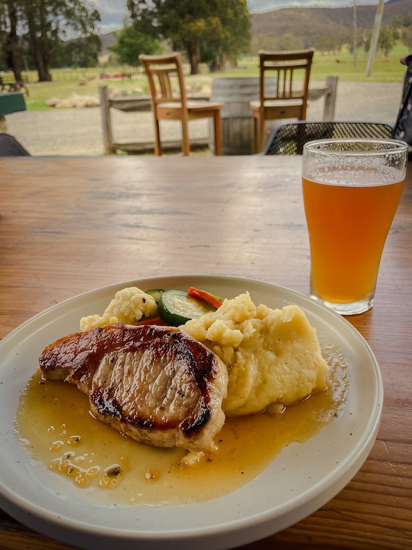 Launceston to St Helens Road Trip 2025: Fun, Food & Unexpected Finds 9 Food at the pub in the Paddock